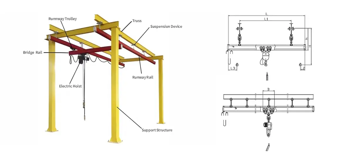 flexible workstation crane structure