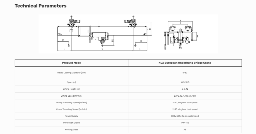 dafang-crane-parameter-table