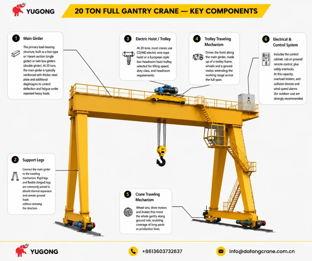 20 Ton Full Gantry Crane - Key Components
